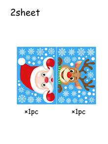 Pegatinas de ventana navideñas, pegatinas de copos de nieve, pegatinas de copos de nieve, Papá Noel y renos de dibujos animados para decoración de fiestas, pegatinas estáticas de invierno para ventanas, pegatinas navideñas, adecuadas para decoración de fiestas navideñas, pegatinas de ventana de invierno, decoración de fiestas - Multicolor - Ver 13