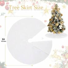 White Tree Skirts 24 Inches Plush Tree Skirt Small Faux Fur Tree Mats Small Trees Xmas Party Holiday Decorations