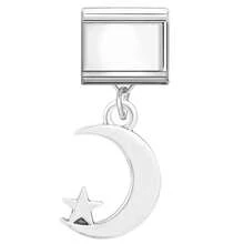 Pulseira modular DIY com pingente, decorada com elementos de coração, borboleta, lua e flor. Ideal como presente para amigos/casais, perfeita para Natal, Ano Novo, Halloween e Dia dos Namorados. Design encantador, joia em aço inoxidável, produto local, prático e moderno. Essencial para o Natal e o Halloween. Tom de cor outonal suave. - M293403 - Ver 5