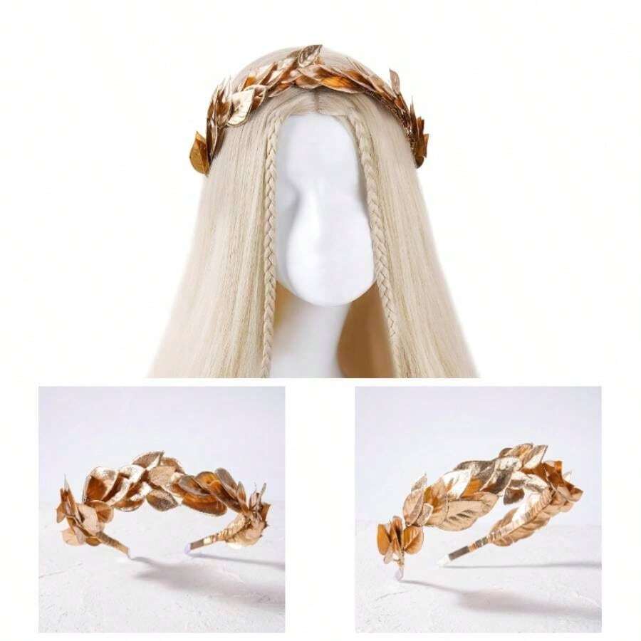 Golden Greek Laurel Headband - Gold Leaf Greek Crown Headbands Roman Goddess Headpiece Women King Men Adult Halloween Renaissance Renfaire Cosplay Toga Costume Hair Accessories - Vàng - Xem 1