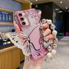 Butterfly 1 件极简主义支架手机壳，防震/TPU 硅胶软边豪华保护套带防尘孔，适用于三星 Galaxy S24 Ultra/S24 Plus/S24/S23 Ultra/S23 Plus/S23/S22 Ultra/S22 Plus/S22/S21 Ultra/S21 Plus/S21 FE/S23 FE/S20 Ultra/S20 Plus/S20 FE 和电镀 + TPU 硅胶软边全覆盖高端保护壳适用于 OPPO A5x/C1 2 3 4 5 6 7 8 9/9 8 7 6 5 4 3 2 1 和 OPPO A1 2 3 4 5 6 7 8 9 9 8 7 6 5 4 3 2 1 - 粉紅色+支架+鏈 - 查看 2