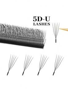 Nối mi giả 3D/4D/5D hình chữ U/W, 12 hàng, làm từ lông chồn, độ dày cao. - màu đen - Xem 64