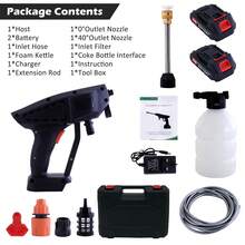 Cordless Pressure Washer, Portable Power Washer For Patio & Car, 6 In 1 Battery-Operated System With 5M Hose, Jet Wash Tool With Dual Batteries, High-Pressure Cordless Jet Cleaner - Black - View 11