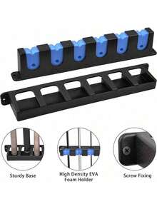 MMSZHL Soporte Horizontal para Cañas de Pescar, Estante de Almacenamiento Negro para 6 Cañas con Protección de Espuma EVA, para Cochera, Barcos y Actividades de Pesca - Azul - Ver 9
