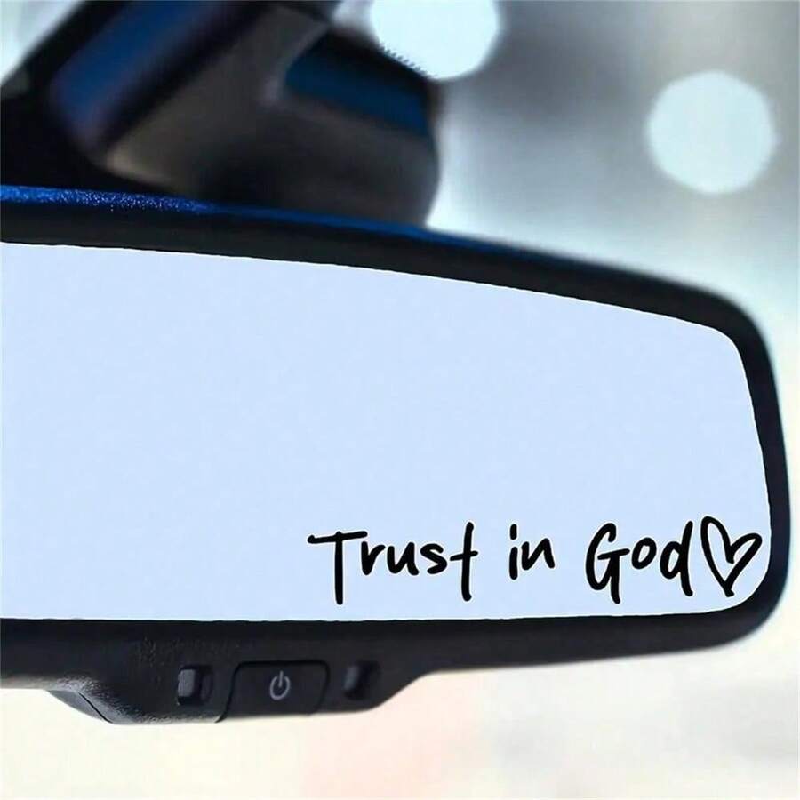Trust In God, Faith Hope Love, Self-Adhesive Shiny Look, Teacher Religious Gifts, "Trust In God" With Heart Graphics - Christian Church Decorations For Churches, Homes, Schools And Offices! - 黑色 - 查看 1