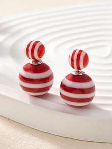 1 Pair Cute Small Ball Front & Back Earrings For Women, Suitable For Holidays, Birthdays, Dates, Parties, Vacations, Daily Wear