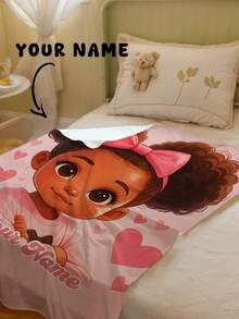 1件可定制文字家庭毯,女孩图案纪念毯。适合女孩、男孩、成人,情人节礼物,轻便,婴儿毯,个性化披毯,个性化照片毯,个性化婴儿毯,新生儿毯,返校时尚,家庭必备 - 彩色 - 查看 7