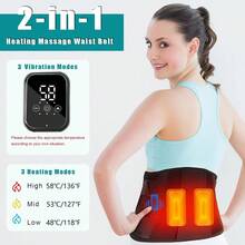 Upgraded Wireless Heating Pad & Massager For Back & Waist | 2000mAh Rechargeable Lower Back Tool | LED Red Light Therapy | 3 Heating Levels & 3 Vibration Massage | Wearable USB Massager For Cramps, Dysmenorrhea & Muscle Aches | Portable Daily Essential - Black - View 5