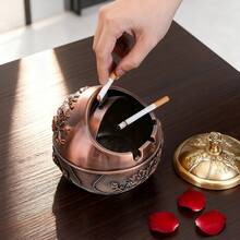 Integrated Retro Ashtray With Lid, Prevents Odor, Space-Saving, Easy To Clean, Retro Metal Decoration, Personalized Outdoor And Indoor Ashtray, Can Be Used Indoor And Outdoor, Suitable Home Bars,, Home Bar Decoration, Accessories, Fashion Accessories, Retro Ashtray, High-Quality Metal, Metal Ashtray, Space-Saving Tray, Decorative Ashtray, Smoker, Outdoor Enthusiasts - Copper Rose - View 8