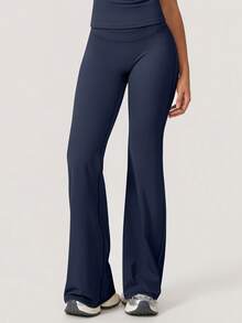 NcmRyu 1件装女士高腰V型提拉塑形喇叭运动紧身裤 - 藏蓝色 - 查看 8