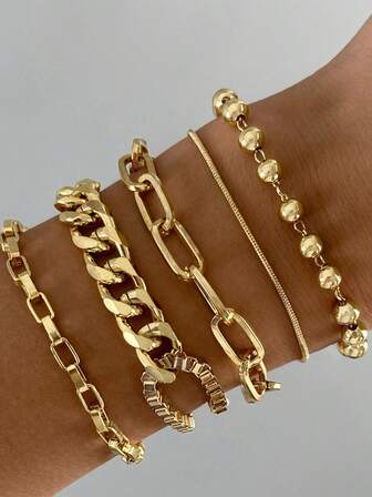 Women's Punk Style Simple Layered Cool Bracelet, Fashionable And Versatile For Daily Wear