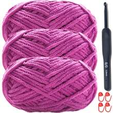 Bộ 3 sợi len ấm 150g, bao gồm dụng cụ đan và bút đánh dấu màu, len dày vừa tự làm thủ công, cuộn len Ice 50g/50m, dùng để đan khăn quàng cổ, giày dép, khăn choàng, áo len, búp bê, v.v. (Bút đánh dấu màu ngẫu nhiên) - Nhiều màu - Xem 17