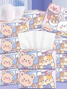 4 Packs Cartoon Cute Tissue Paper, Bulk Student Facial Tissues, Practical Household Napkins For Graduation Party, Halloween, Christmas, Camping, Outdoor, Office, Kitchen, Bathroom, Home, School, Dorm, Suitable For Men And Women - Cute Tissues - View 7