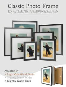 Schwarzer/Weißer/Holzfarbener minimalistischer Bilderrahmen für Wand-Galerie oder Tischplatte, 12x16/12x12/11x14/8x10/8x8/5x7/4x6 Zoll, 30x40/30x30/20x25/20x20/10x15 cm, weiße Passepartouts inklusive, Mehrfach-Collage Fotogalerie Rahmen, Diamant-Malerei Bilderrahmen, erhältlich in hellem Eichenfurnier/leicht matter Weiß/leicht matter Schwarz