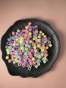 200 Pieces Of 6mm * 6mm Multi-Color Background Acrylic Letter Beads Scattered Beads, Used For Jewelry Making, Home DIY Crafts, Necklaces, And Keychain Accessories - Multicolor - View 9