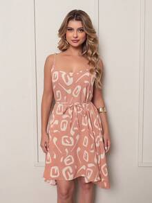 MEMORY New Charming Geometric Strappy Dress | Polyester - Albaricoque - Ver 6