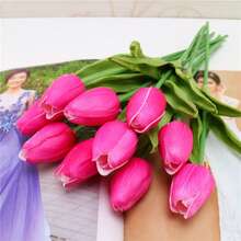 3pcs Artificial Tulip Flowers Decor, Home Decoration Accessories, Living Room & Bedroom Ornament - Hot Pink - View 36
