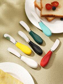 1pc Stainless Steel Ceramic Handle Butter Knife, Butter, Jam, Cream, Cheese Spreader
