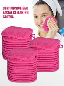 1pcs Makeup Remover Pad With Wrapped Design, Reusable Makeup Remover Towel, Slouchy Makeup Remover Towe - Hot Pink - View 8