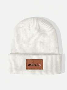 1pc Mini Tag & Ingot Embroidered Knit Beanie Hat, Y2K Style Kids Outdoor Casual Versatile Winter Cold Weather Hat, Suitable For Daily Wear - Knitted Hat - View 17