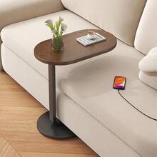 C-Shaped Adjustable Sofa Side End Table Coffee Laptop Table Living Room Bedroom - Brown - View 2