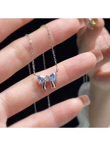 1件蓝色蝴蝶锁骨项链甜美女孩日常街拍节日礼物 - 蝴蝶結 - 查看 4