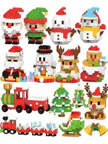 Christmas Santa Claus, Christmas Tree, Train, Snowman, Micro Building Blocks, Creative Gifts, Reindeer Building Blocks, Perfect Holiday Gifts, Room Decor, Christmas, Christmas Decorations, Adult Building Blocks, Cubby Houses, Gifts, Christmas Train Sets, Christmas, Building Blocks, Christmas Decorations Winter Christmas Decorations Home Christmas Gifts Christmas Decor - Multicolor - View 3