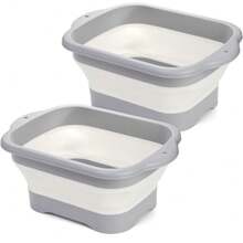 2-Pack Collapsible Wash Basins, 11L Large Dish Tub With Drain Plug - mặc định - Xem 1