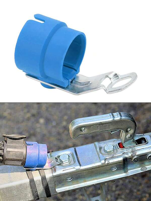 1pc Blue Round Fixed Trailer Plug Holder, Trailer Plug Holder, ABS Holder Fixed Trailer Connector, Suitable For 7/13 Pin Trailer Plug, Automotive Accessories - Front Position