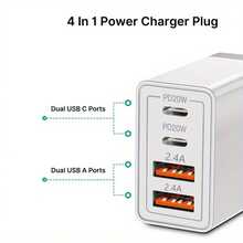 Bộ sạc nhanh USB-C 4 cổng này có hai cổng USB-C PD và một cổng sạc nhanh USB-A QC3.0, với thiết kế phích cắm kiểu Úc, phù hợp với 17/16/15/14/13/12, máy tính bảng, Galaxy S20 Plus và các thiết bị Android khác. - Xem 6