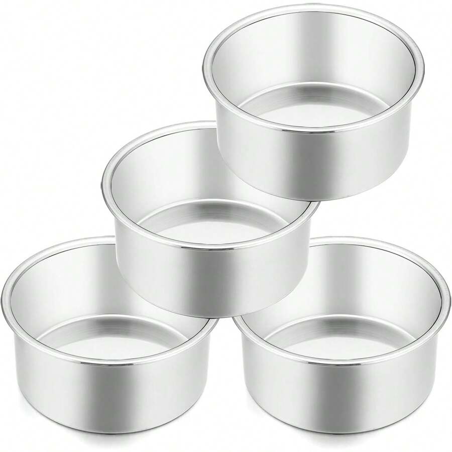 Juego de 3 moldes para pasteles pequeños de 4 pulgadas de acero inoxidable premium y moldes redondos mini saludables con acabado espejo, aptos para lavavajillas para una fácil limpieza y un elegante horneado en el hogar - 4 pulgadas (juego de 4) - Ver 1