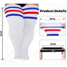 Plus Size Thigh High Socks- Long Womens Knitted Over Knee High Leg Warmer - màu đen - Xem 2
