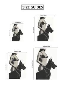 1 pieza Impresión sin marco de modelo de moda en blanco y negro y Doberman, arte de pared urbano con estética de estilo callejero, póster moderno vintage para dormitorio, sala de estar, regalo de retrato de animal monocromo, decoración de habitación Funkyposters