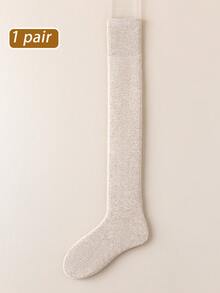 1双羊毛混纺过膝长袜，保暖隔热内衬纯色过膝袜，女士冬季舒适长袜 - 彩色 - 查看 13