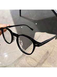 1副透明镜片眼镜，黑色长方形无度数眼镜，男女通用时尚配饰，PC（聚碳酸酯）镜框和镜片 - 黑色 - 查看 5