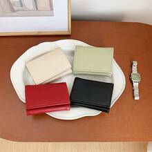 Portafoglio unisex in stile giapponese, a tre ante, in pelle PU, con scomparti per monete, carte e banconote, rimovibile, portamonete, portafoglio mini, portafoglio piccolo, adatto sia per uomo che per donna