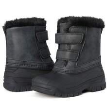 Botas de nieve de invierno para niños y niñas, impermeables y con forro de piel (para niños pequeños) - Negro - Ver 1
