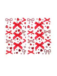 蝴蝶结形面部钻石贴，心形面部钻石贴，五色（粉、红、蓝、紫、白）蝴蝶结形面部装饰钻石贴，心形和圆形粘性面部贴片，面部贴纸，DIY面部贴纸 - 彩色 - 查看 17