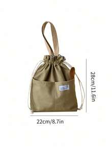 帆布午餐袋，抽绳保温手提包午餐盒袋户外沙滩配件野餐家居必需品返校用品工作包露营包女士小号女士包学校配件学校用品