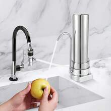 SanBouSi Countertop Filtration System Stainless Steel Countertop Filter Modern Faucet Water Filter Alkaline Water Filter For Home Kitchen Bathroom - Silver - View 5