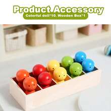 12pcs Wooden Smiling Face Doll Color Matching Memory Game, Educational Puzzle Toy For Children, Parent-Child Interactive Activity And Creative Board Game - 彩色 - 查看 10