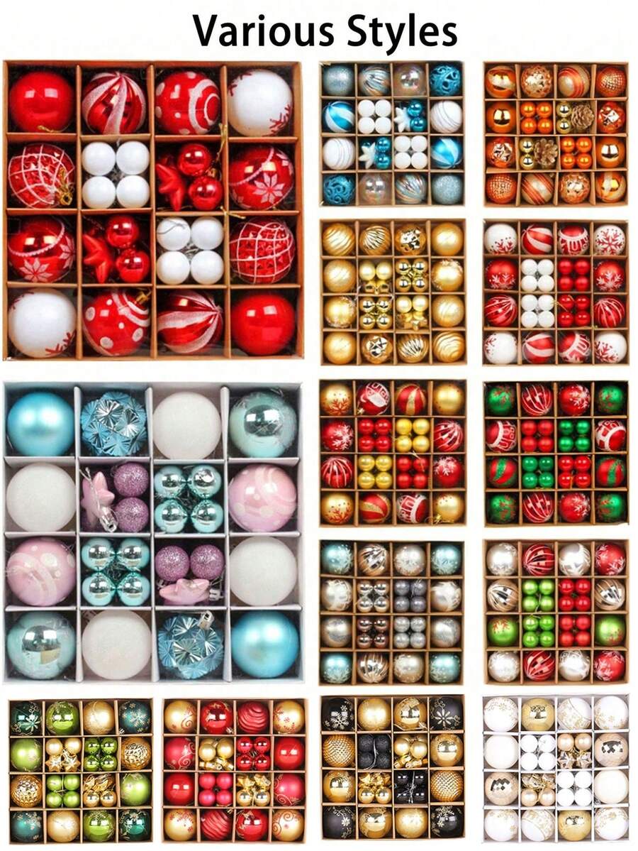 44/42件套圣诞装饰球,创意彩绘圣诞球,适用于派对、圣诞树装饰、节日派对、婚礼装饰,可用于节日派对、花环、圣诞树、圣诞装饰、冬季房间装饰、圣诞家居装饰、圣诞礼物、圣诞装饰品 - 彩色 - 查看 1