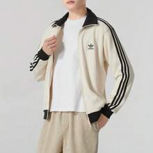 Adidas Originals 三叶草系列华夫格 BBTT 条纹经典复古立领拉链运动休闲夹克，男女通用 - 白色 - 查看 2