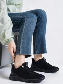 Alan Vincent[Free Returns And Exchanges][Local Delivery][Quick Arrival]Ladies' New Casual Sports Shoes  Women's Shoes Breathable Fashionable Women's Shoes Black Sneakers Light And Cute Suitable For Running And Fitness Box Packaging - 黑色 - 查看 6