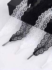 Nastro di pizzo adatto per scarpe a T-bar, stile balletto, lacci decorativi per personalizzare scarpe sportive e da ginnastica, bordino di pizzo bianco (scarpe non incluse) - Bianco - Visualizzare 10