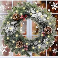 Liged Cristmas Wreat Wit 20 LED Ligs Rated Wit Realistic Snowf Red Rries Pinecones Cristmas Rations  Outdoor Indoor Ome Party R 16" - xanh đỏ - Xem 4