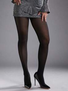 1pc Women Plus Size Skin-Friendly Sexy Silky Black Stockings - Màu Đỏ Sâu - Xem 6
