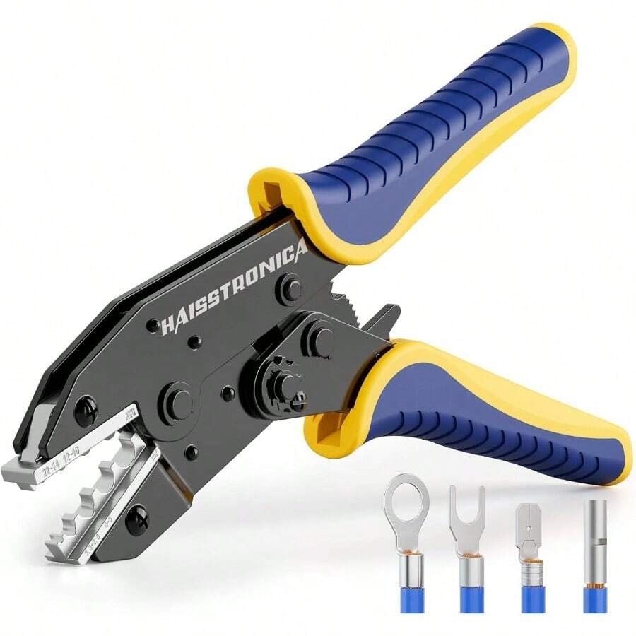Crimping Heat Shrink Connectors - AWG 22 - 10 Ratchet Wire Terminal Crimper - Ratcheting Crimper Tools - Available Insulated Nylon Connectors And Electrical Wire Connectors - 8327 - 對於非絕緣連接器 - 查看 1