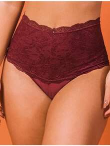 Kit 2 Calcinha Íris Tala Alta Algodão e Renda Forrada Comprime a Barriga Modeladora - VARIADAS - Visão 1