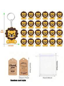 20/10/3 Packungen - Löwen Party Dekorationen für Gäste, Löwen Schlüsselanhänger, Etiketten und Geschenktüten für Dschungel, Wildnis, Waldtier Baby Shower, Kindergeburtstag, Gastgeschenke Baby Shower Geburtstags Party Dekorationen, Einschulung, Schulsachen für Mädchen/Jungen, Rucksack, Schulmaterial